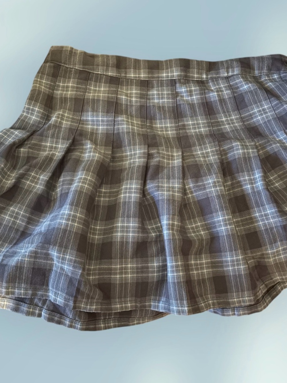 Aeropostale Brown and Cream Plaid Pleated Skirt